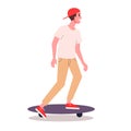 Vector illustration of teen boy scating. Active life style idea.