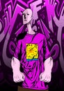 Illustration of a teenager in graffiti style. Boy. Vector illustration of a man Royalty Free Stock Photo