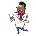 Cartoon Host Emcee with Microphone Royalty Free Stock Photo