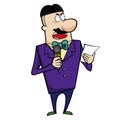 Cartoon Host Emcee with Microphone Royalty Free Stock Photo