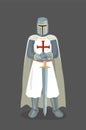 Vector Illustration Of Templar Knight With Sword