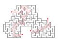 Template for an educational logical game labyrinth for children with a solution. Find the right path.