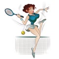 Vector Illustration. Template flyers. Beutiful girl playing tennis Royalty Free Stock Photo