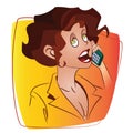 Vector Illustration. Template flyers. Funny girl talking on the phone