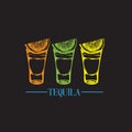 Vector illustration of tequila glasses