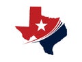 Texas with star swoosh logo sign