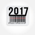 Vector illustration of text 2017 and barcode stickers on white. Royalty Free Stock Photo