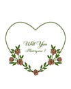 Vector illustration texture frame flower frame for lettering will you marry me