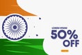 Vector illustration of 26th January Republic Day Offer Sale Background Template Design with 50% Discount. 15th August Happy