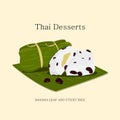 illustration Thai desserts Banan Leaf And Sticky Rice