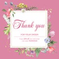 Vector illustration of a thank you card for business. Elegant card for decorating handmade products.