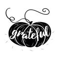 Vector card with hand drawn black pumpkin