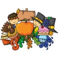 Vector illustration of thanksgiving doodle