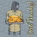 Vector illustration of Thanksgiving monkey concept