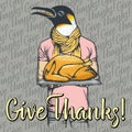 Vector illustration of Thanksgiving penguin concept