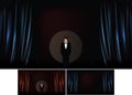 Vector illustration of theater stage with realistic illustration of curtain Royalty Free Stock Photo