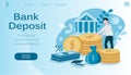 vector illustration on the theme of bank deposits, financial services. a man carries money to the bank Royalty Free Stock Photo
