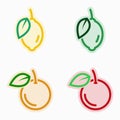Simple vector icons. Flat illustration on a theme Fruit, lemon, lime, orange, grapefruit Royalty Free Stock Photo