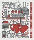 Valentine card with love laboratory or factory