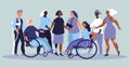 Vector illustration on the theme of inclusiveness. diversity of people. people of different races, people with disabilities Royalty Free Stock Photo