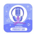 Vector illustration of International Podcast Day on September 30th Royalty Free Stock Photo