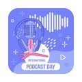 Vector illustration of International Podcast Day on September 30th Royalty Free Stock Photo