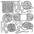 Vector illustration on the theme of knitting and crocheting Royalty Free Stock Photo