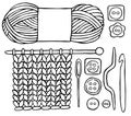 Vector illustration on the theme of knitting and crocheting Royalty Free Stock Photo