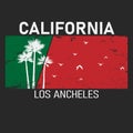 Vector illustration on the theme of Los Angeles, California. Grunge design. Typography, t-shirt graphics, poster, print