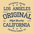 T shirt typography California graphic. Street graphic style Los Angeles