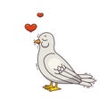 Romantic bird with a hearts.