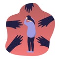 Vector illustration on the theme of panic attacks, fear, phobias