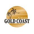 Vector illustration on the theme of surfing in Australia, Gold Coast City. Typography, t-shirt graphics, poster, banner