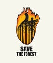 Eco banner on the theme of forest fires, save the forest Royalty Free Stock Photo