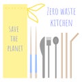 Vector illustration on the theme of zero waste, which depicts kitchen appliances. Royalty Free Stock Photo