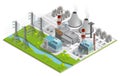 Vector Illustration Of Thermal Power Station