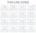 Vector illustration of thin line black and white icons set