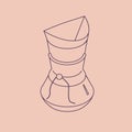 Vector illustration thin line sketch with 3D coffee pot chemex. Coffee maker in isometric flat style