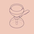 Vector illustration thin line sketch with 3D vacuum coffee maker in isometric flat style