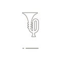 Vector illustration of thin line trumpet icon on white background