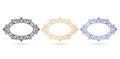 vector illustration three ornate frames with different color isolated white backgrounds