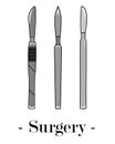 Vector illustration with three scalpels.