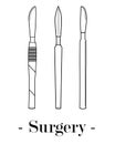 Vector illustration with three scalpels.