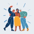 Vector illustration of three women of different ages stay together. Feminism or family concept Royalty Free Stock Photo