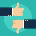 Thumb up and Thumb down symbol, icon. Isolated on a background. Royalty Free Stock Photo