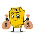Vector illustration of ticket mascot or character Royalty Free Stock Photo