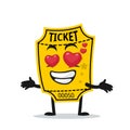 Vector illustration of ticket mascot or character Royalty Free Stock Photo