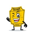 Vector illustration of ticket mascot or character Royalty Free Stock Photo