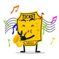 Vector illustration of ticket mascot or character Royalty Free Stock Photo