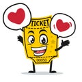 Vector illustration of ticket mascot or character Royalty Free Stock Photo